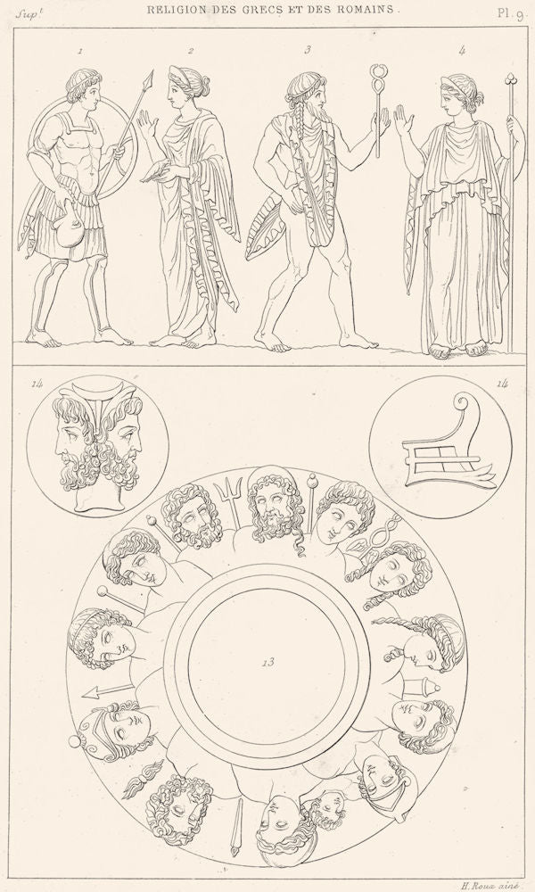 GREEK ROMAN GODS. Mars Venus, Mercury Vesta gentle(Gabii)Janus 1879 old print